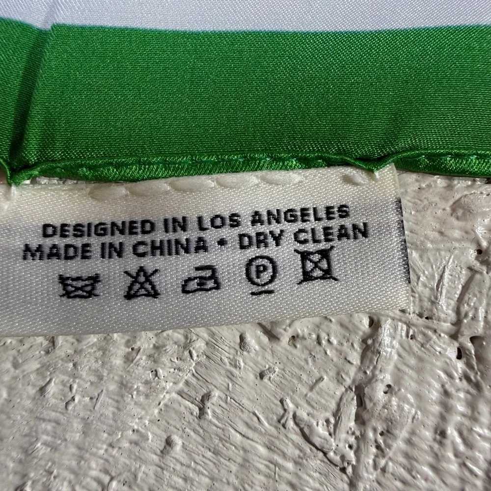 Manner Market Silk Scarf Green White Striped Square Neckerchief